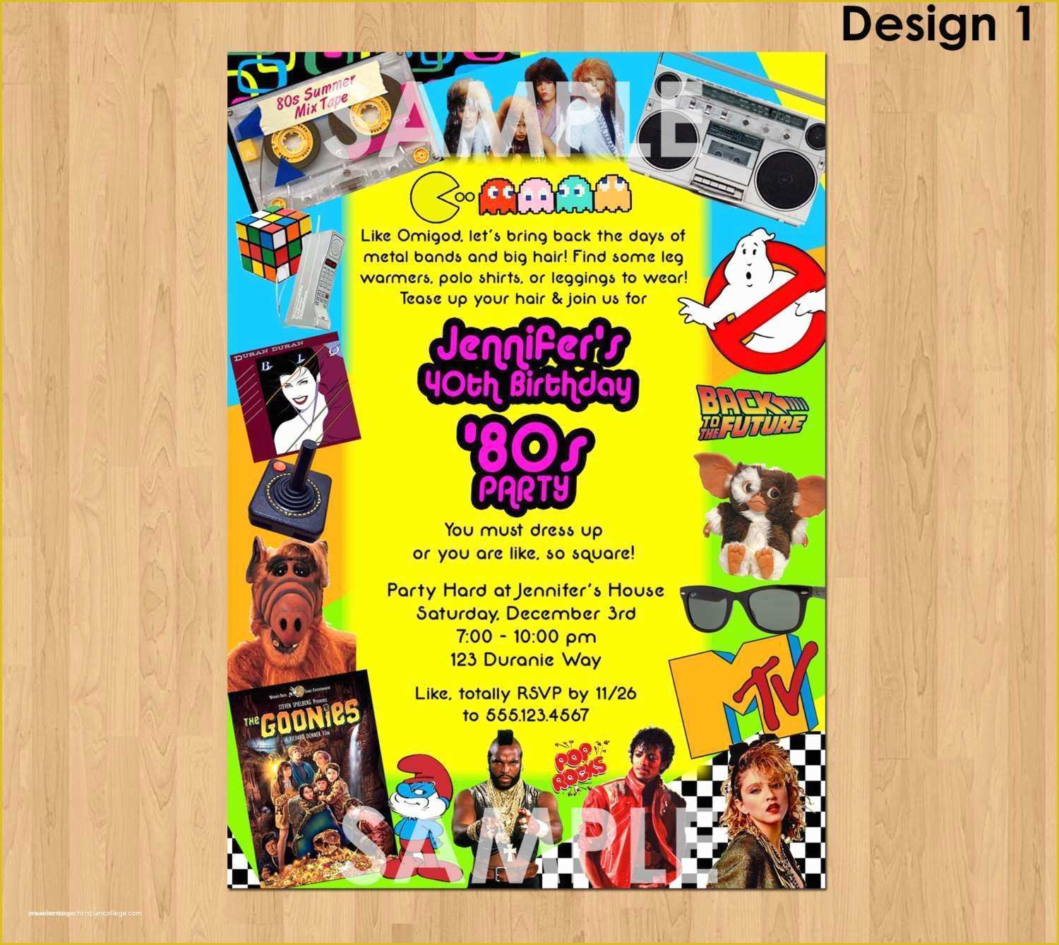 80s Party Invitations Template Free Of 40th Birthday Party Invitations for Him Elegant 80s Party