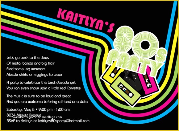 80s Party Invitations Template Free Of 80 S Party Invitations by Noteworthy Collections