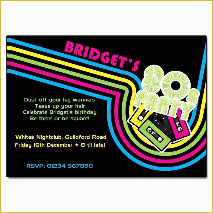 80s Party Invitations Template Free Of 80s Neon Party Invitation