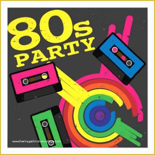 80s Party Invitations Template Free Of 80s Party 5 25x5 25 Square Paper Invitation Card