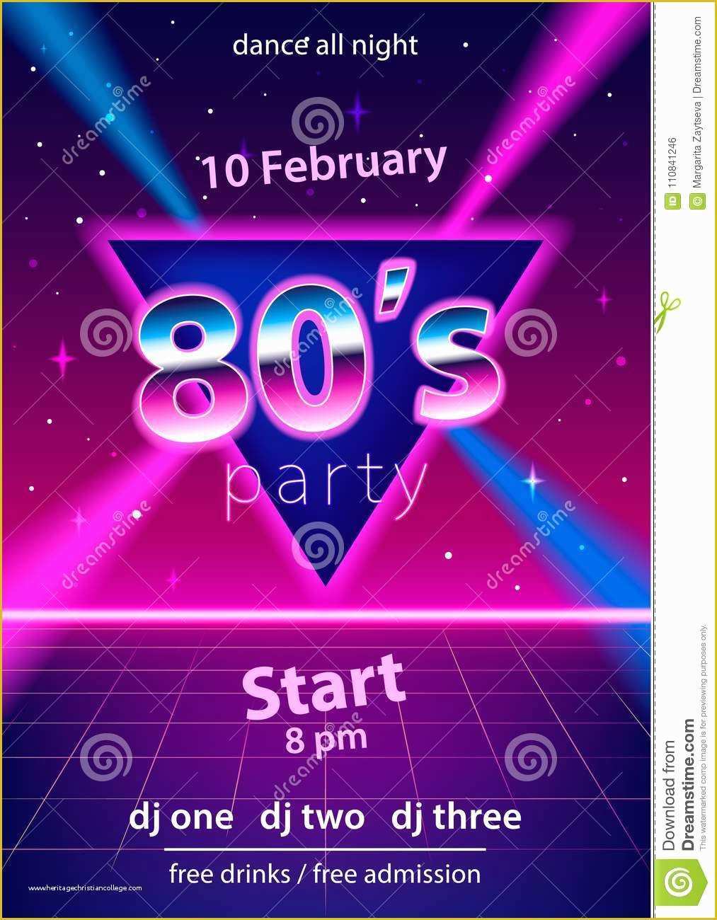 80s Party Invitations Template Free Of 80s Party Design Template Stock Vector Illustration Of