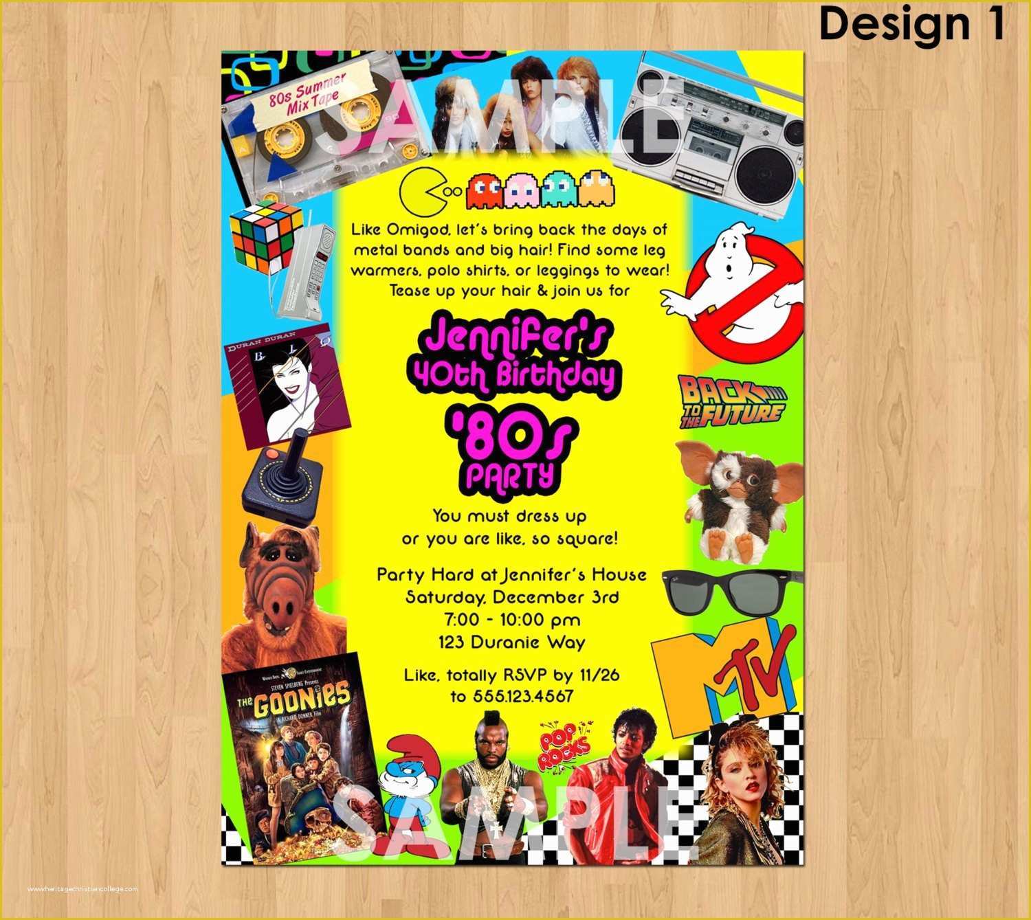 80s Party Invitations Template Free Of 80s Party Invitation 80s Birthday Invitation Printable 40th