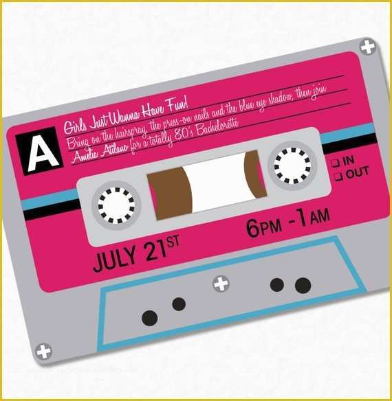 80s Party Invitations Template Free Of 80s Party Invitation Custom Printable Pdf Bachelorette