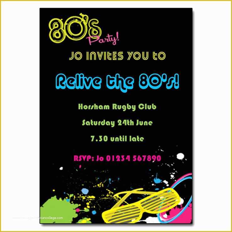 80s Party Invitations Template Free Of 80s Party Invitation