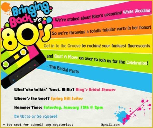 80s Party Invitations Template Free Of 80s Party Invitation Templates