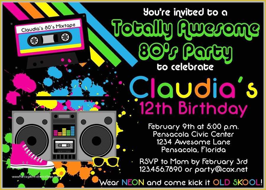 80s Party Invitations Template Free Of 80s Party Invitations Template Free Cobypic
