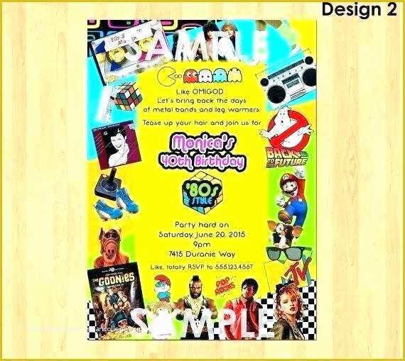 80s Party Invitations Template Free Of 80s Party Invitations theme Wording Birthday – Dipmaxo