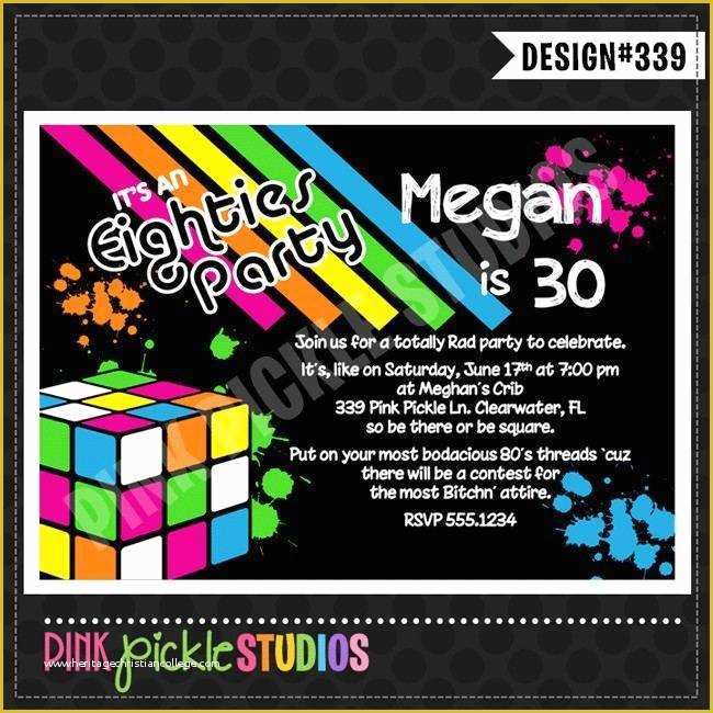 80s Party Invitations Template Free Of 80s themed Birthday Party Invitations