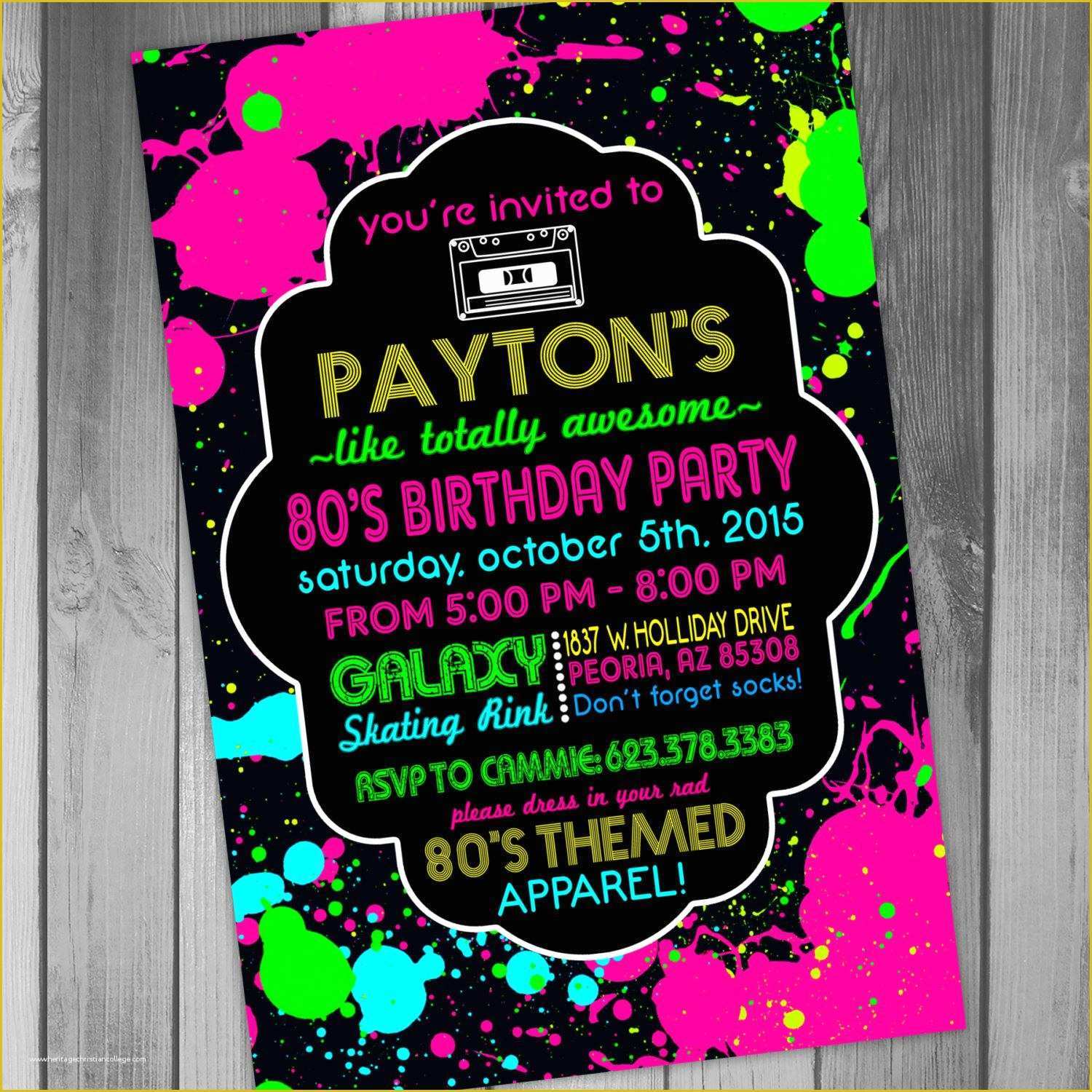 80s Party Invitations Template Free Of 80th Birthday Party Invitations