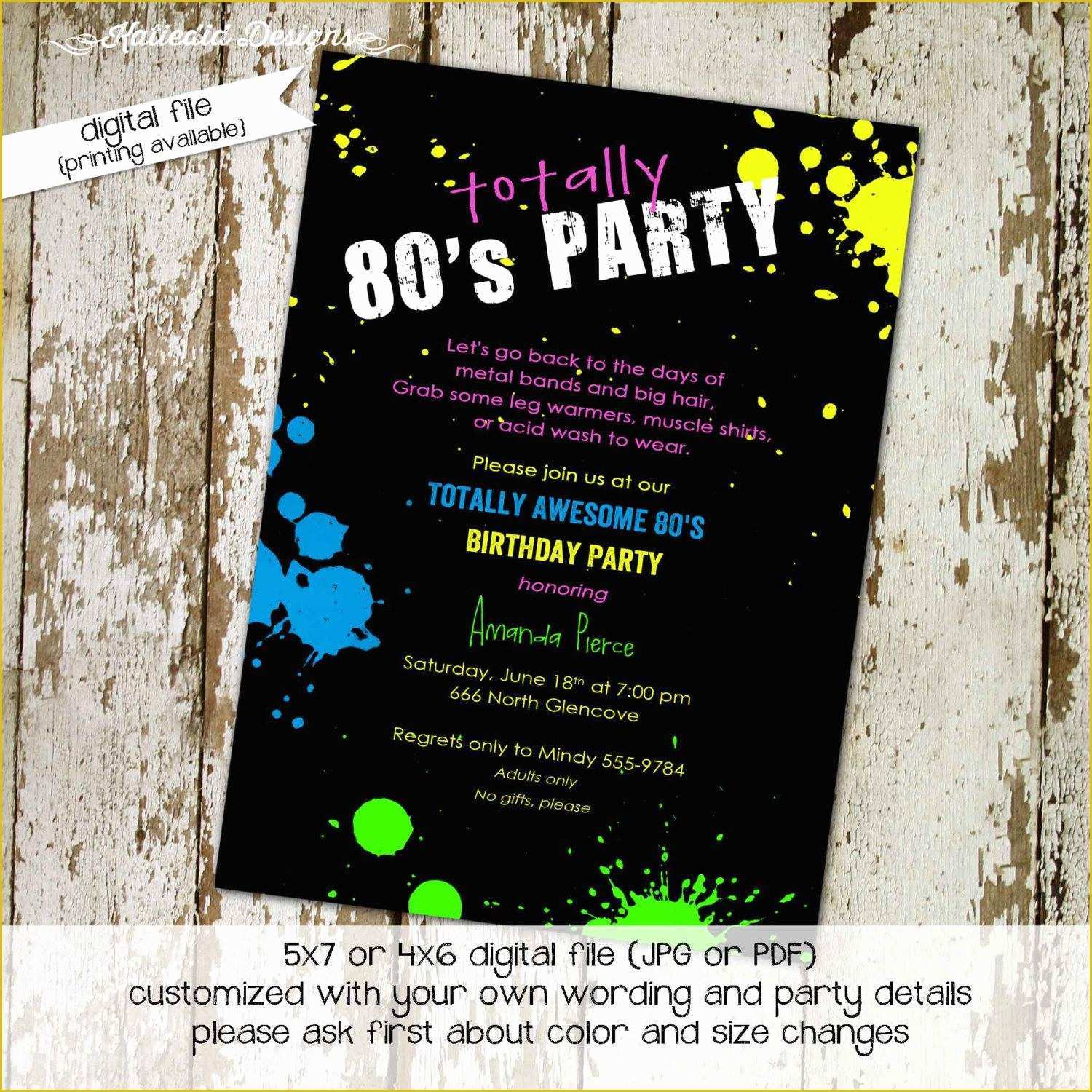 80s Party Invitations Template Free Of 80th Birthday Party Invitations