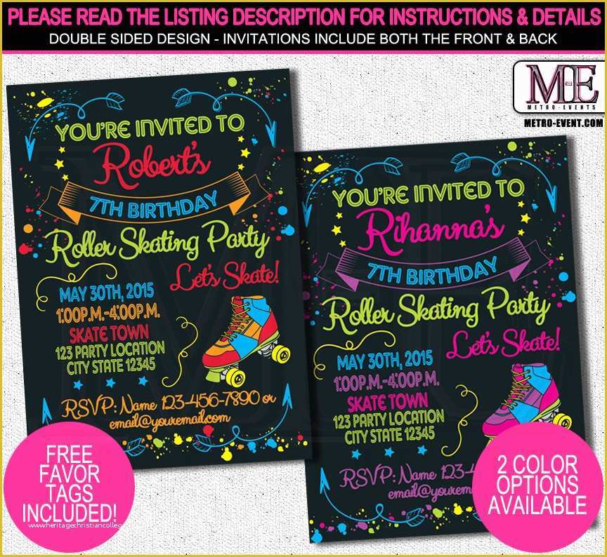 80s Party Invitations Template Free Of Skate Party Invitation 1980 S Invitation Neon Party