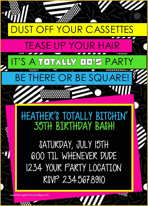 80s Party Invitations Template Free Of totally Awesome 80 S theme Party Ideas and 80’s Party