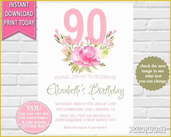 90th Birthday Party Invitations Templates Free Of 11 90th Birthday Invitations Designs & Templates Psd