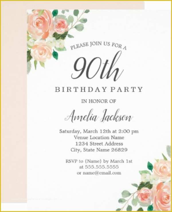 90th Birthday Party Invitations Templates Free Of 11 90th Birthday Invitations Designs & Templates Psd