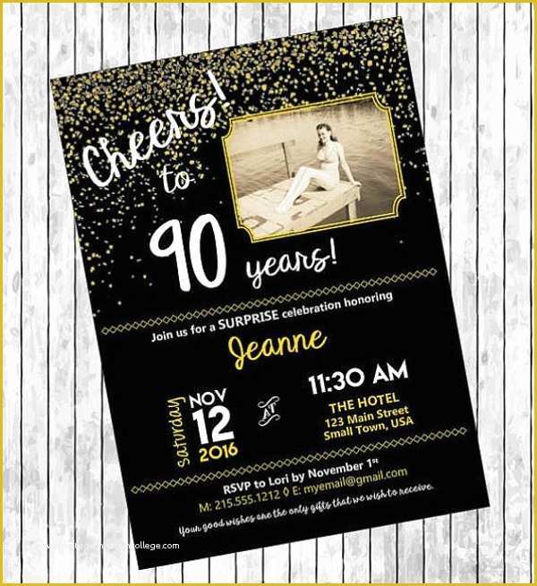 90th Birthday Party Invitations Templates Free Of 11 90th Birthday Invitations Designs & Templates Psd