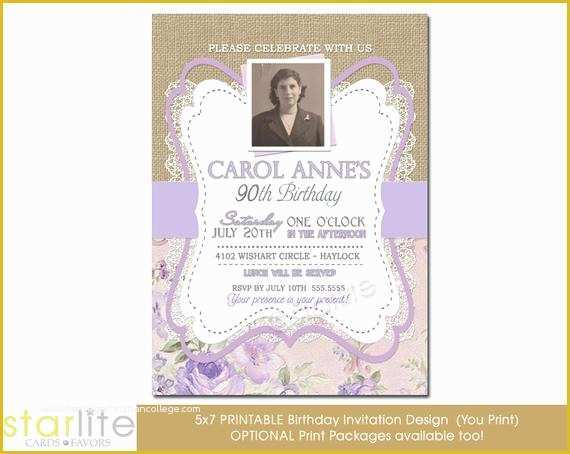 90th Birthday Party Invitations Templates Free Of 90th Birthday Invitation for Women La S 90th Birthday