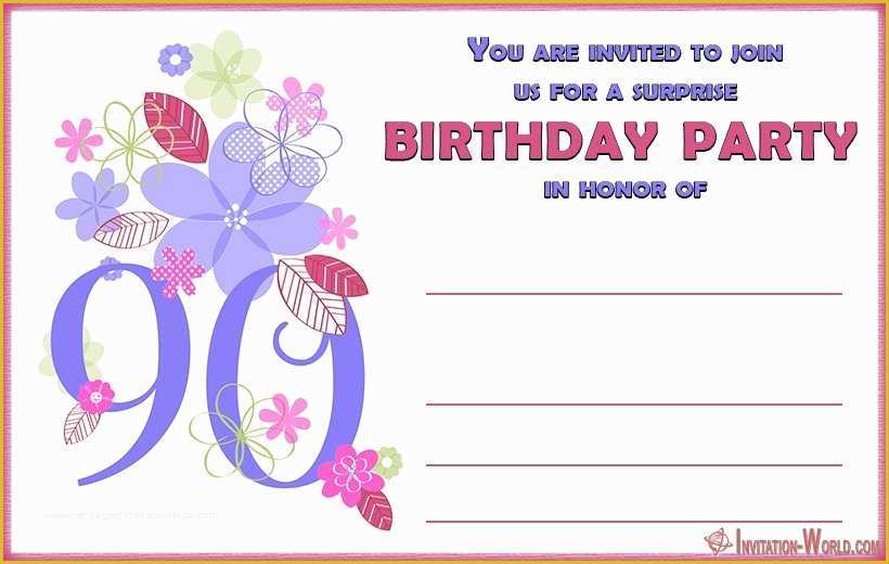 90th Birthday Party Invitations Templates Free Of 90th Birthday Invitation Ideas