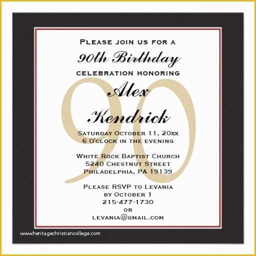 90th Birthday Party Invitations Templates Free Of 90th Birthday Invitation Invitations