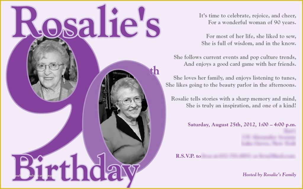 90th Birthday Party Invitations Templates Free Of 90th Birthday Invitations Ideas – Bagvania Free Printable