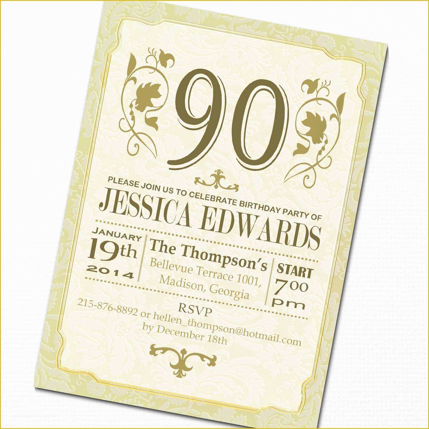 90th Birthday Party Invitations Templates Free Of 90th Birthday Party Invitations