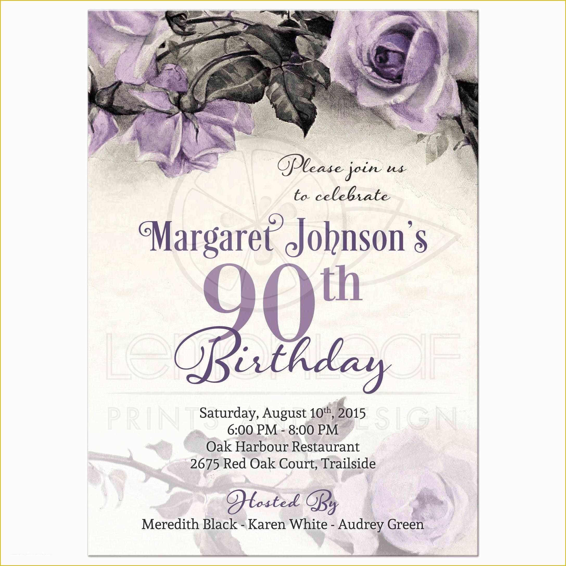 90th Birthday Party Invitations Templates Free Of 90th Birthday Party Invitations