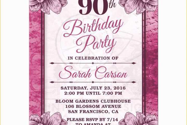 90th Birthday Party Invitations Templates Free Of 90th Birthday Party Invitations