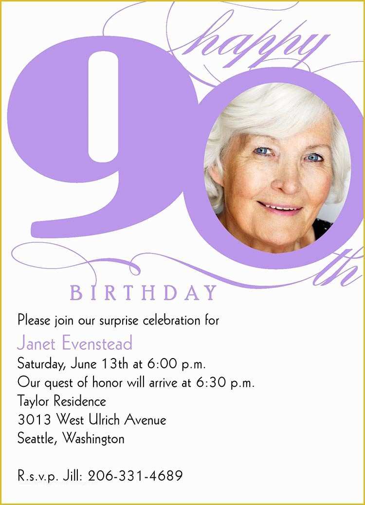 90th Birthday Party Invitations Templates Free Of 90th Milestone Birthday Birthday Invitations From