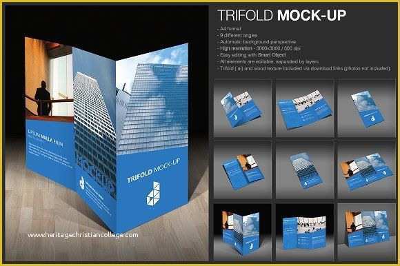 A4 Size Brochure Templates Psd Free Download Of Trifold Mock Up by Srvalle On Creativemarket A4 Tri Fold