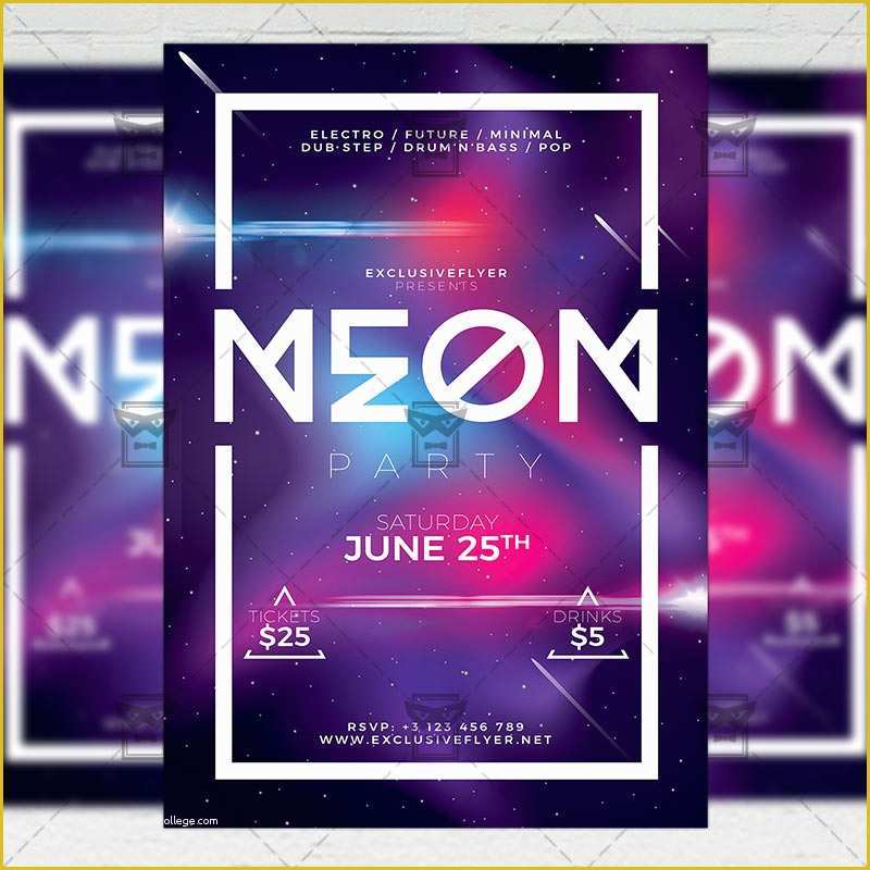 A5 Size Brochure Templates Psd Free Download Of Neon Party Flyer – Club A5 Template Exclsiveflyer