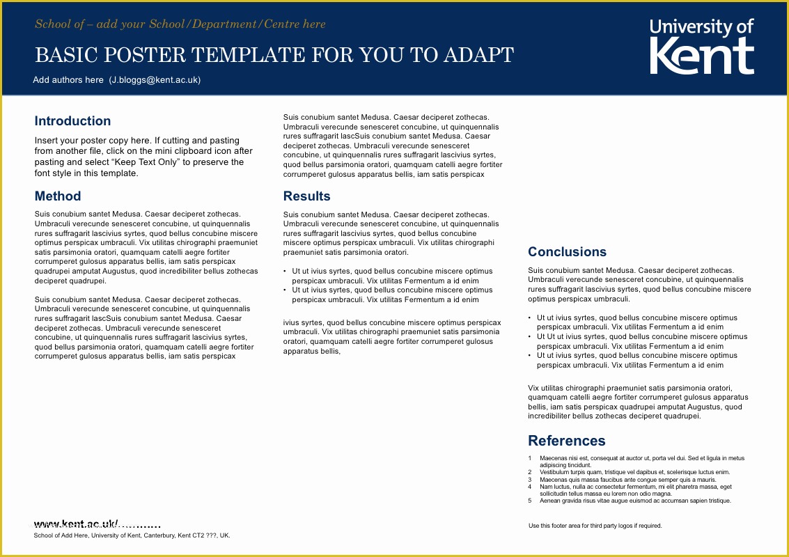 Academic Poster Template Free Of Posters University Of Kent