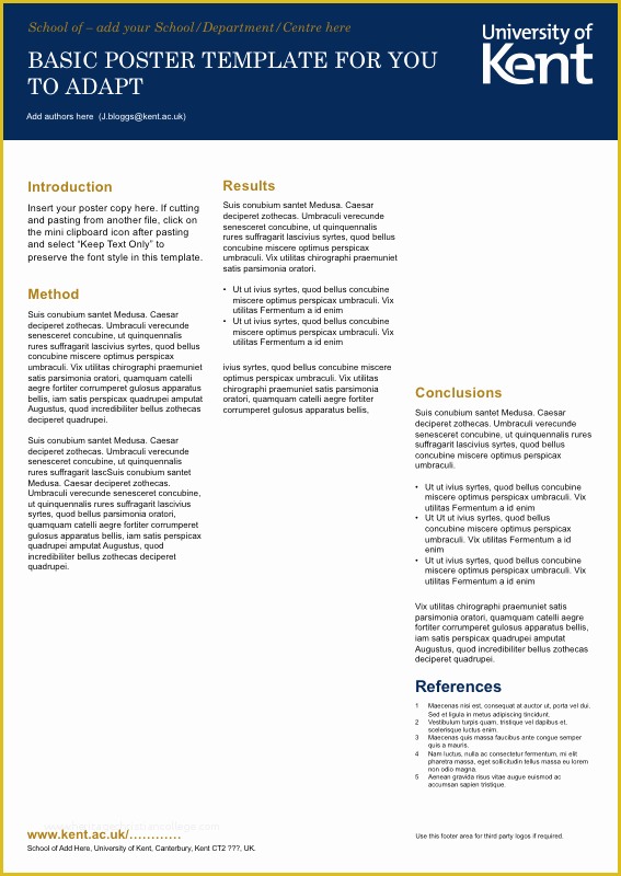 Academic Poster Template Free Of Quick S University Of Kent