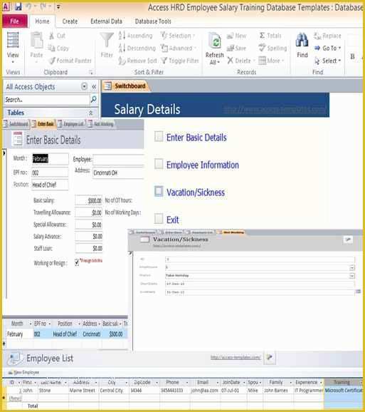 Access 2007 Database Templates Free Download Of Access Hrd Employee Salary Training Database Templates for