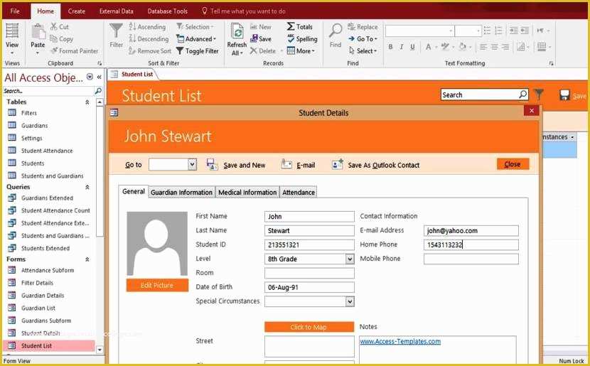 Access 2007 Database Templates Free Download Of Access Student Database Management System Templates for