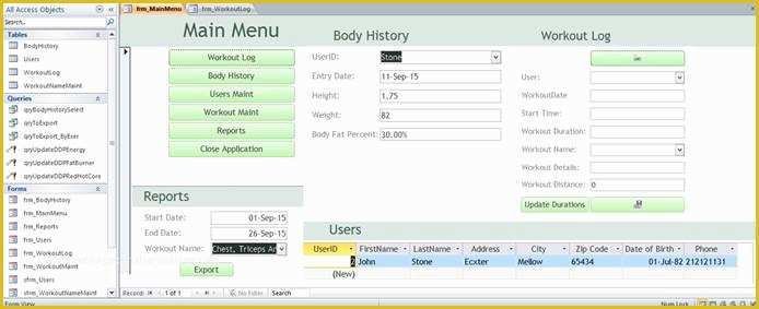Access 2007 Database Templates Free Download Of Fitness Workout Membership Access Database Templates and