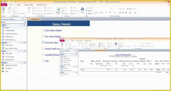 Access Payroll Database Template Free Download Of Microsoft Access 2010 Templates In Access Database