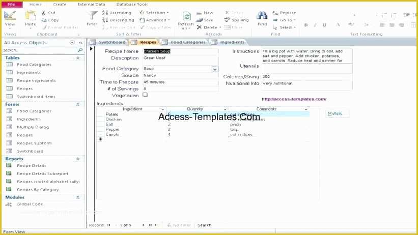 Access Payroll Database Template Free Download Of Recipe forms