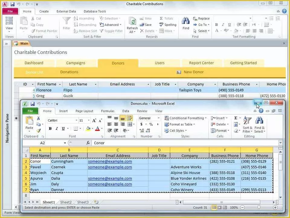 Access Templates Free Of Access 2010 Use the Charitable Contributions Web Database