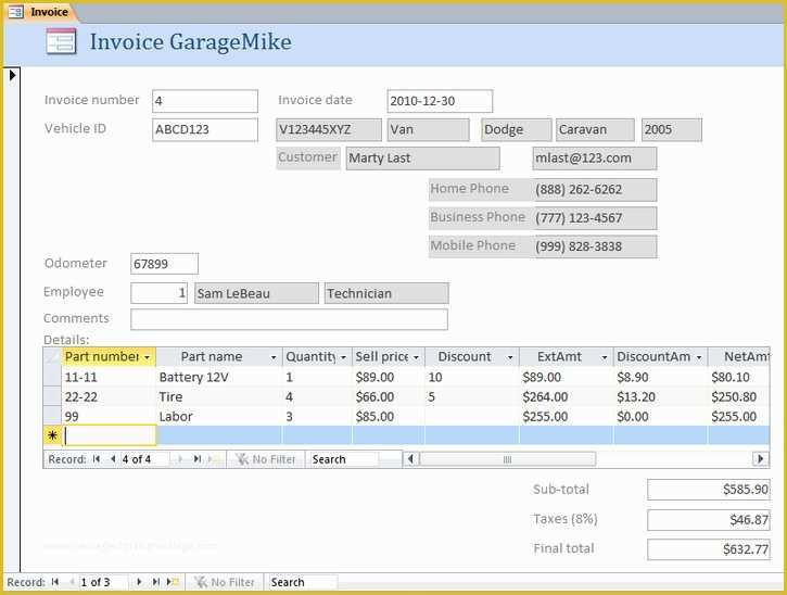 Access Templates Free Of Access Invoice Template Free