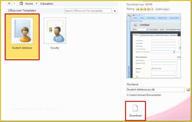 Access Templates Free Of Download Access 2010 Database Templates