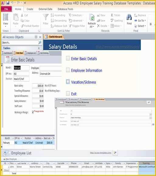 Access Templates Free Of Download Salary Microsoft Access Templates and Access