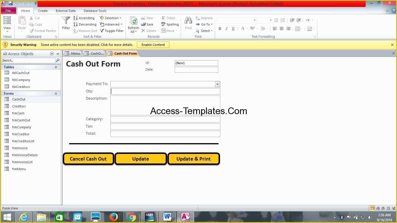 Access Templates Free Of Ms Access Database Invoice Tracking Template