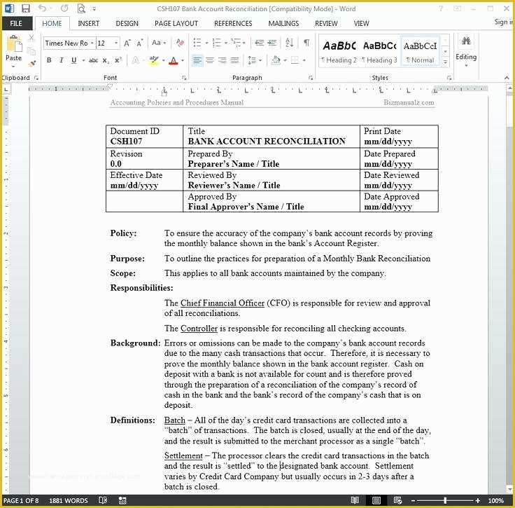 Accounting Manual Template Free Download Of Sample Financial Statements From Fundamentals Cost