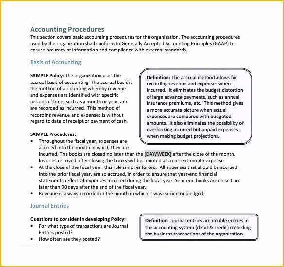 Accounting Policies and Procedures Template Free Of Accounting Manual Template Free Download Sample Policy