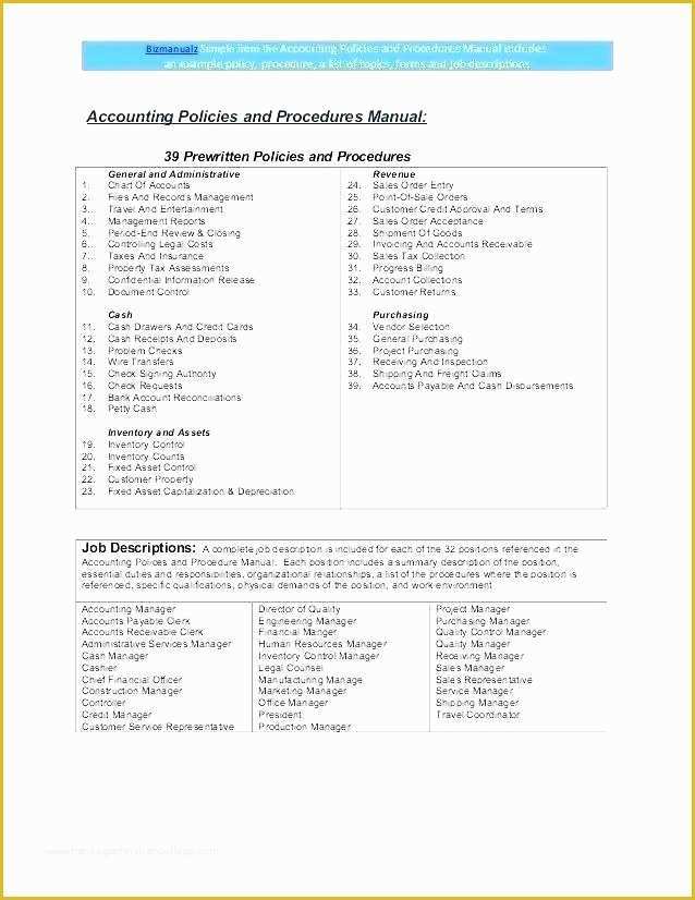 Accounting Policies and Procedures Template Free Of Policy and Procedure Manual Template Free Download