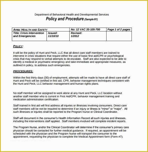 Accounting Policies and Procedures Template Free Of Policy and Procedure Template 10 Download Documents In Pdf