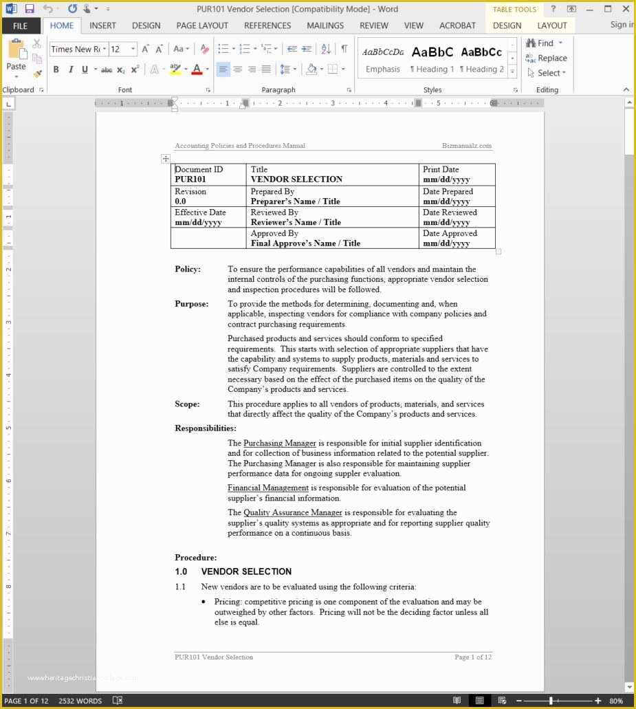 Accounting Policies and Procedures Template Free Of why Use Microsoft