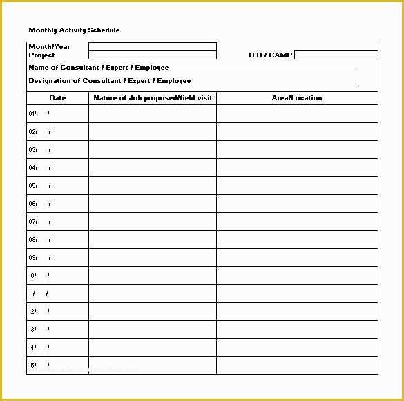 Activity Log Template Excel Free Download Of 12 Activity Schedule Templates Word Excel Pdf