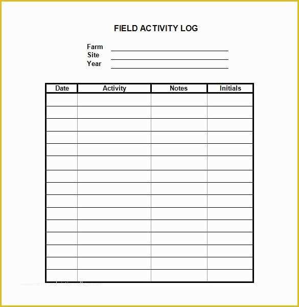 Activity Log Template Excel Free Download Of 30 Sample Log Template Documents In Pdf Word Excel