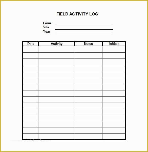 Activity Log Template Excel Free Download Of 30 Sample Log Template Documents In Pdf Word Excel
