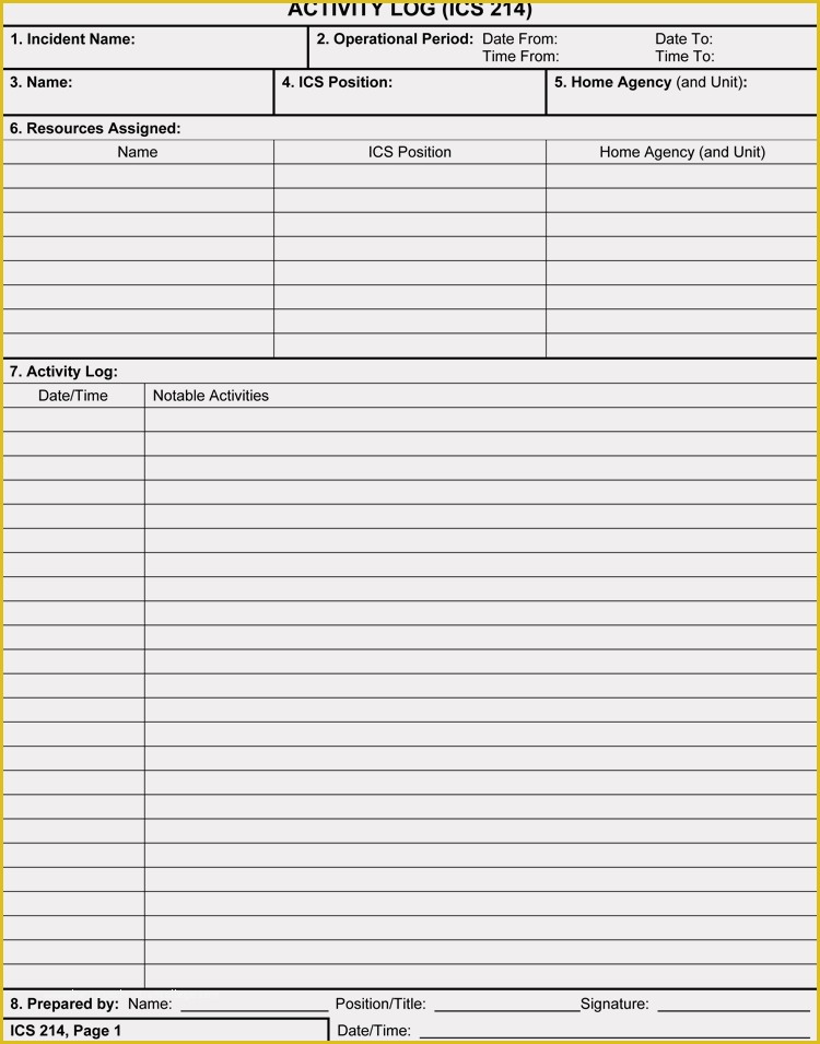 Activity Log Template Excel Free Download Of 7 Daily Activity Log Templates and Sheets Excel Word Pdf